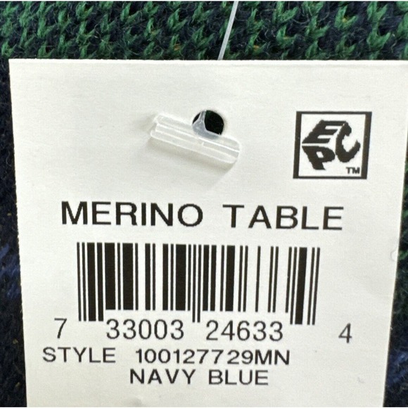 NWT Mens Sz L Club Room Merino Table Wool Blend Sweater. Navy And Green Plaid - Picture 5 of 5
